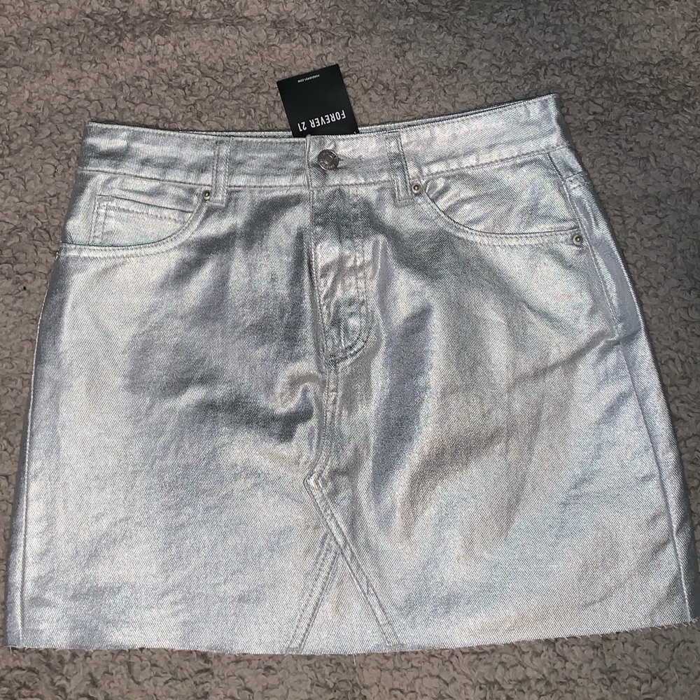 Forever 21 Silver Metallic Skirt